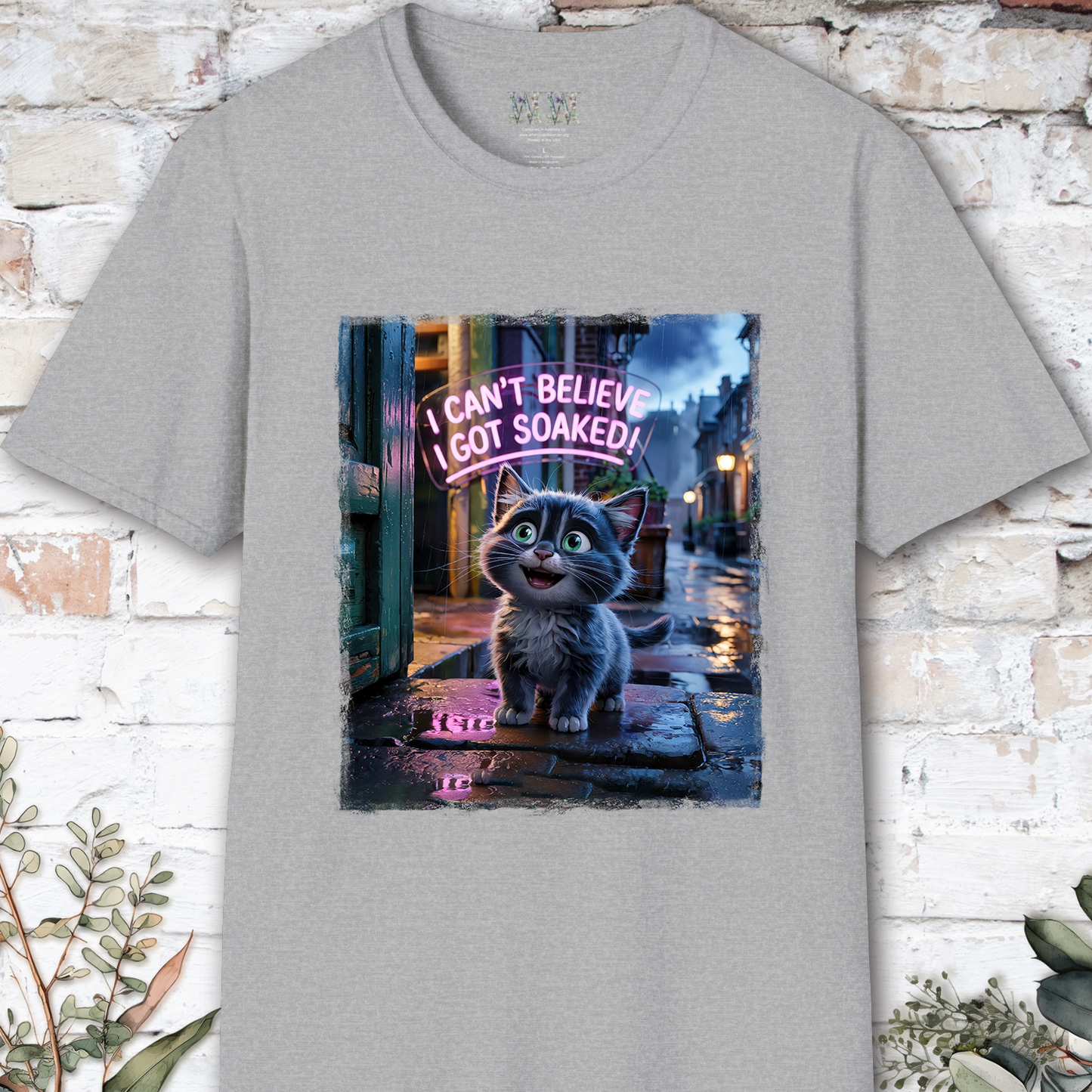 I Can't Believer I Got Soaked, Grey Kitten, unisex T shirt