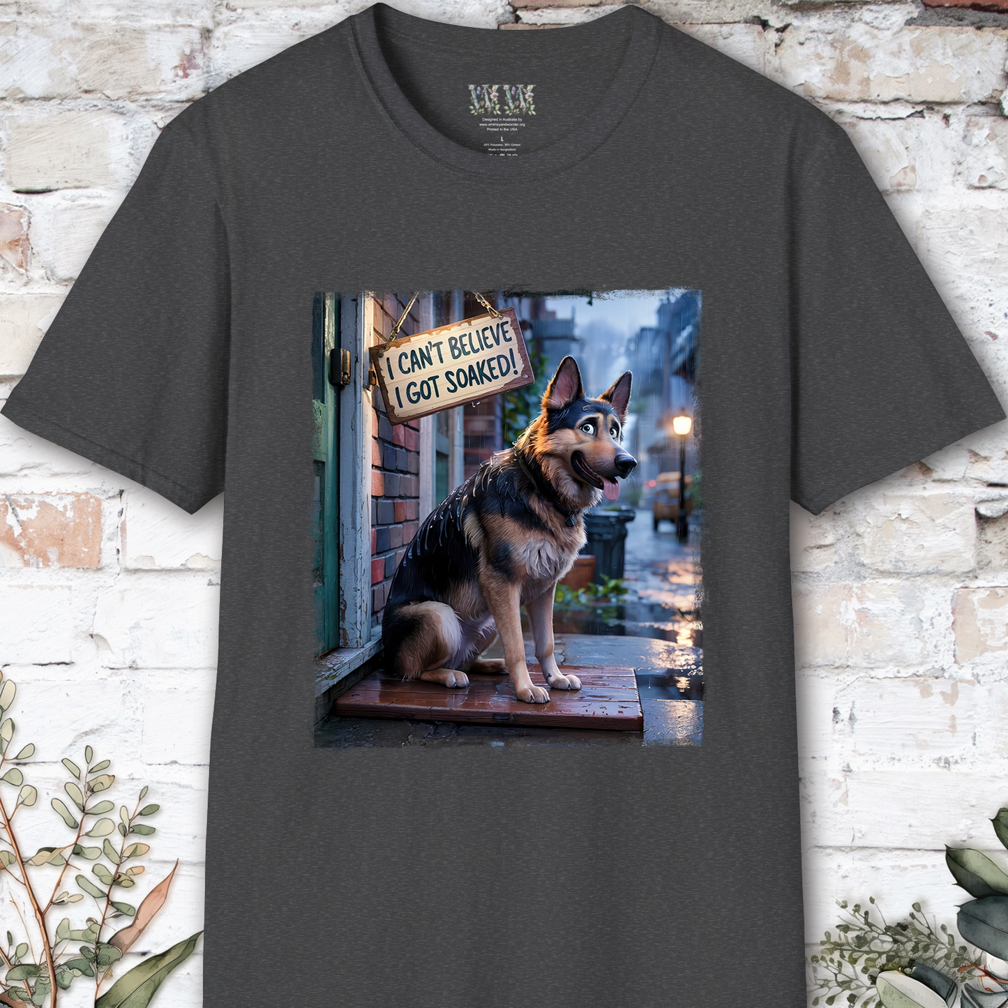 I Can't Believer I Got Soaked, German Shepherd, unisex T shirt