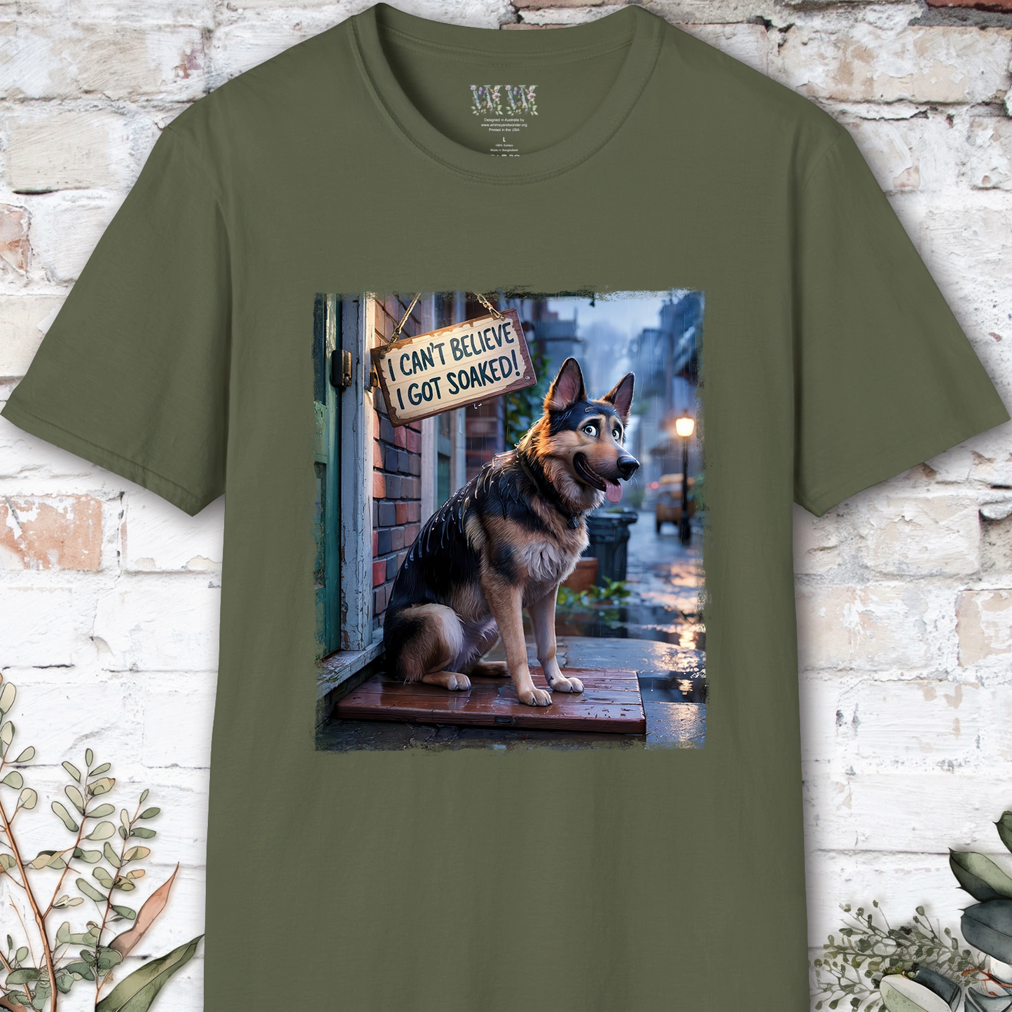 I Can't Believer I Got Soaked, German Shepherd, unisex T shirt