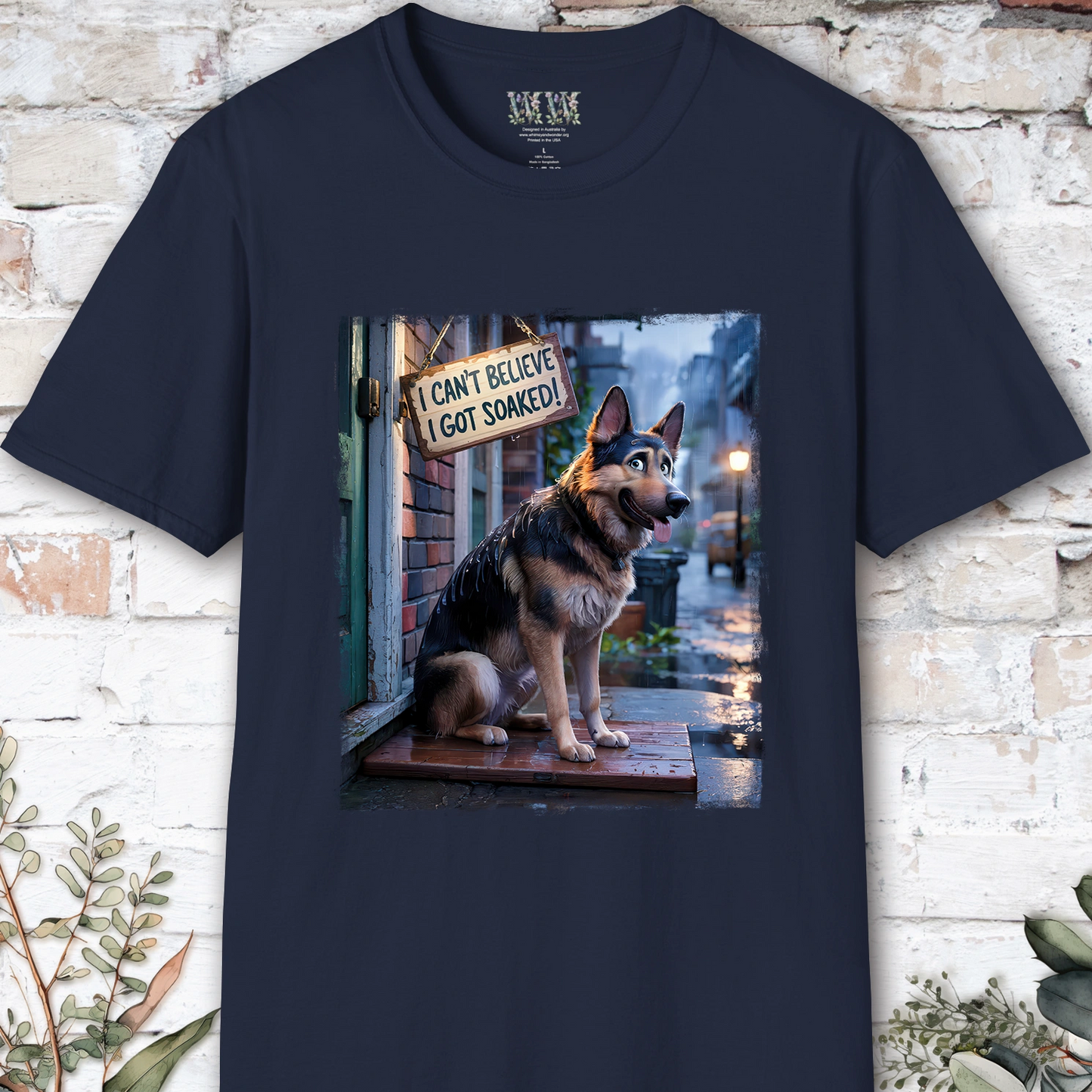 I Can't Believer I Got Soaked, German Shepherd, unisex T shirt