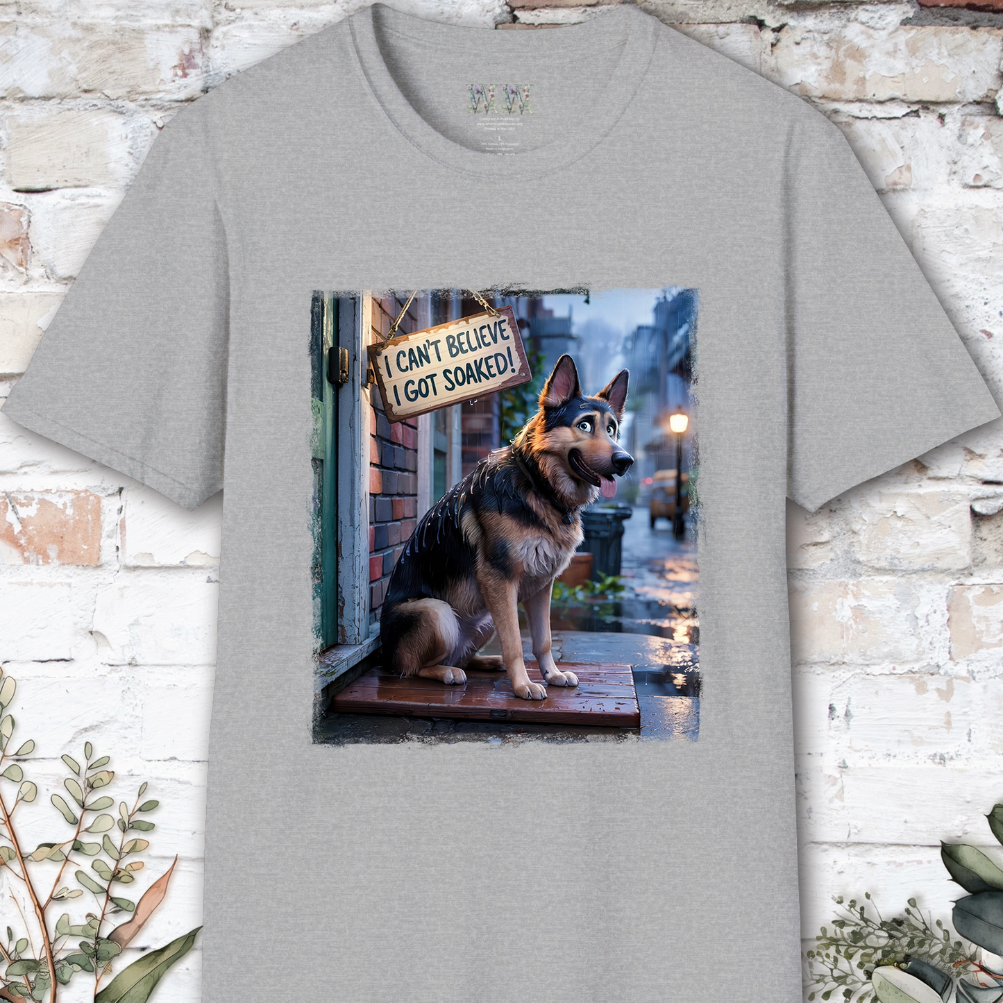 I Can't Believer I Got Soaked, German Shepherd, unisex T shirt