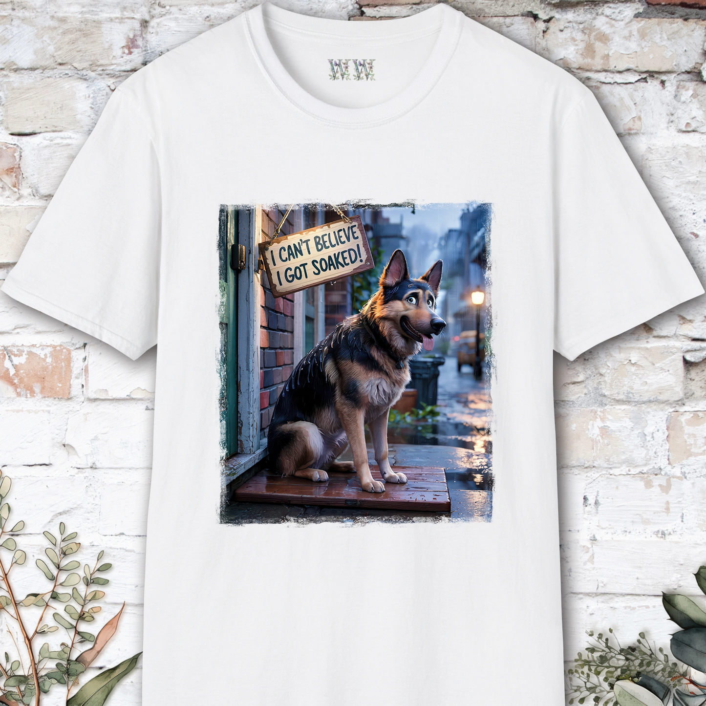 I Can't Believer I Got Soaked, German Shepherd, unisex T shirt