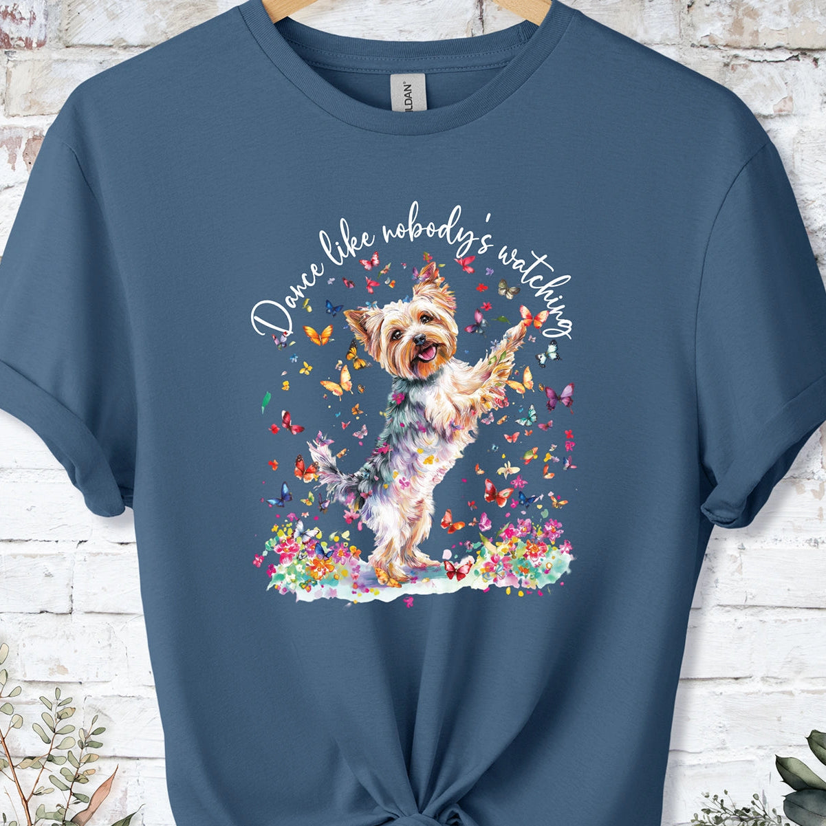 Yorkshire Terrier "Dance like nobody's watching" unisex T shirt