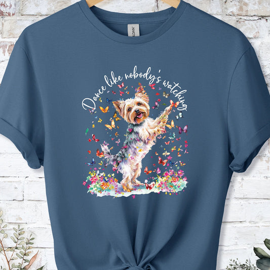 Yorkshire Terrier "Dance like nobody's watching" unisex T shirt