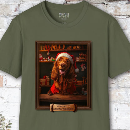 Irish Setter Santa's Workshop Unisex T shirt