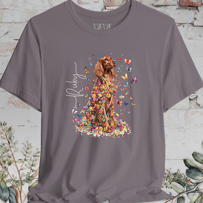 Irish Setter #2 Floral Butterfly T shirt