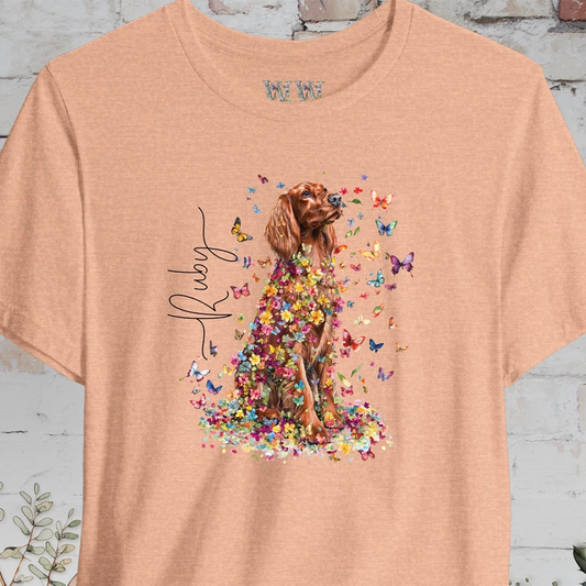 Irish Setter #2 Floral Butterfly T shirt