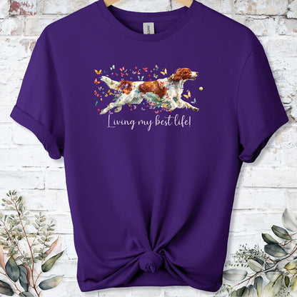 Irish Red & White Setter "Living my best life" Unisex T shirt