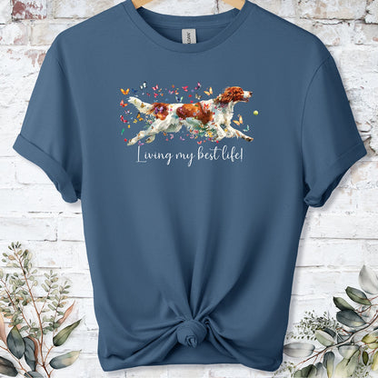 Irish Red & White Setter "Living my best life" Unisex T shirt