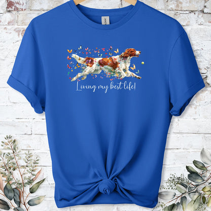 Irish Red & White Setter "Living my best life" Unisex T shirt