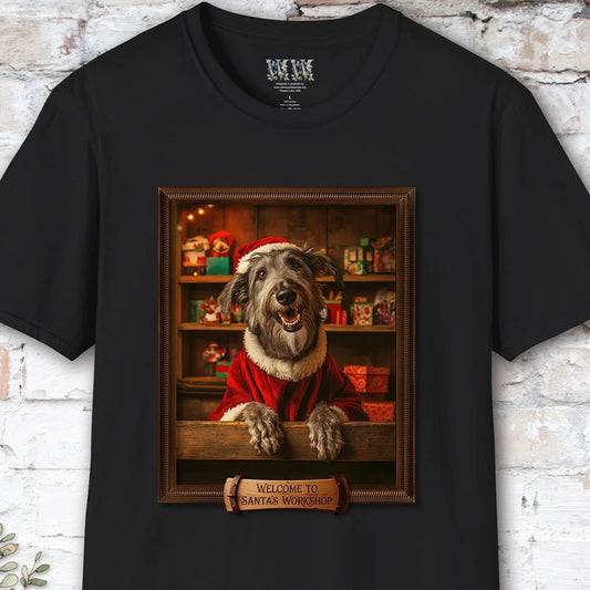 Irish Wolfhound Santa's Workshop Unisex T shirt
