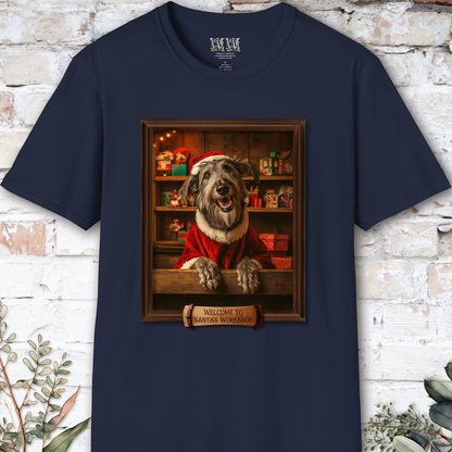 Irish Wolfhound Santa's Workshop Unisex T shirt