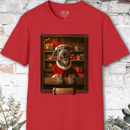 Irish Wolfhound Santa's Workshop Unisex T shirt