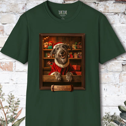 Irish Wolfhound Santa's Workshop Unisex T shirt