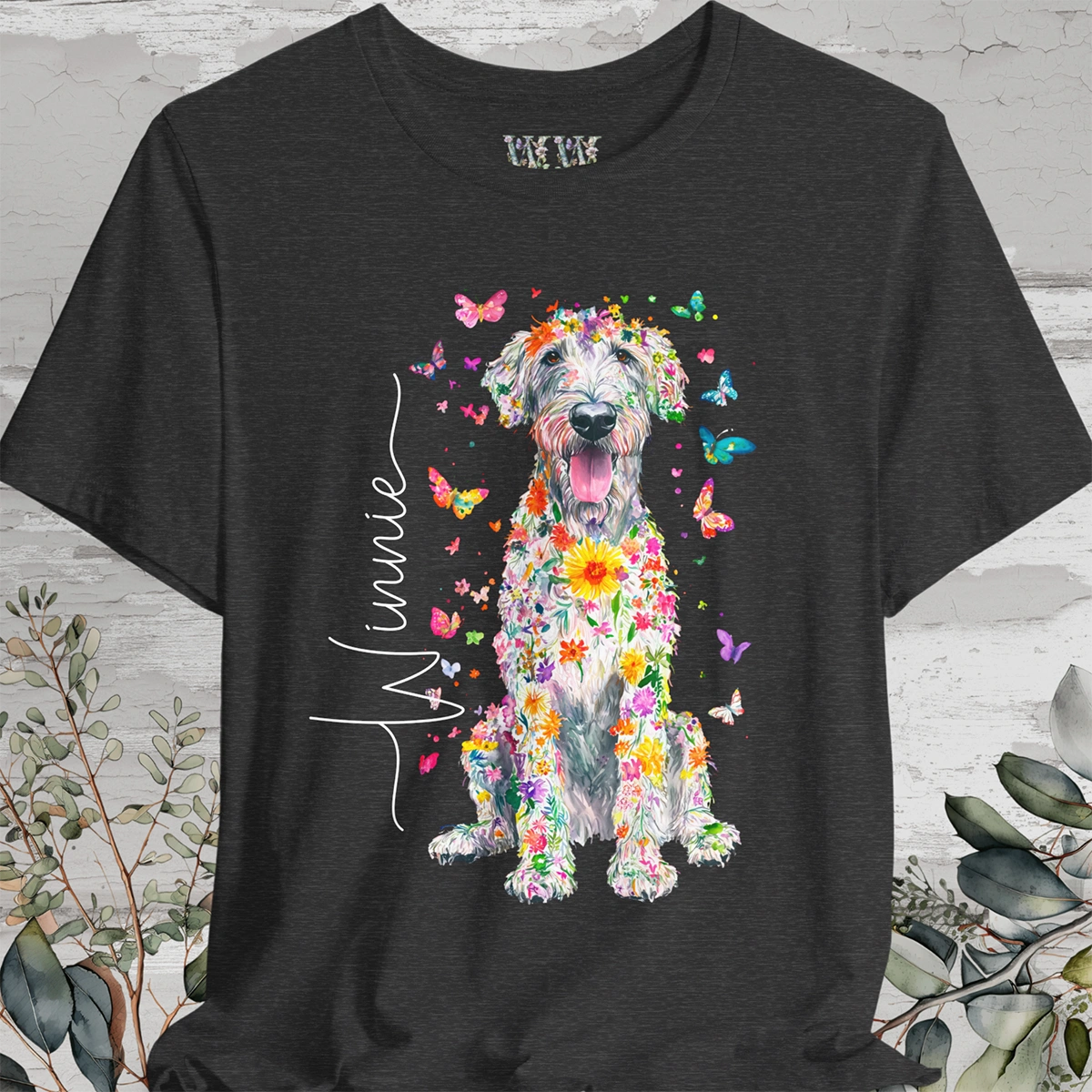 Irish Wolfhound #2 Floral Personalized T shirt