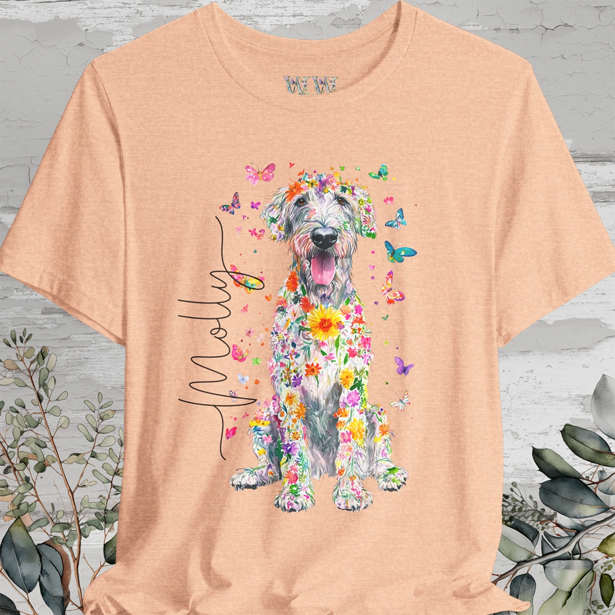 Irish Wolfhound #2 Floral Personalized T shirt