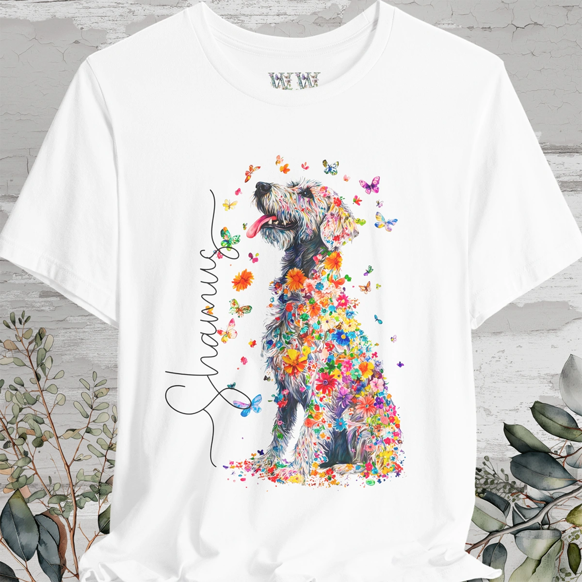 Irish Wolfhound #1 Floral Personalized T shirt