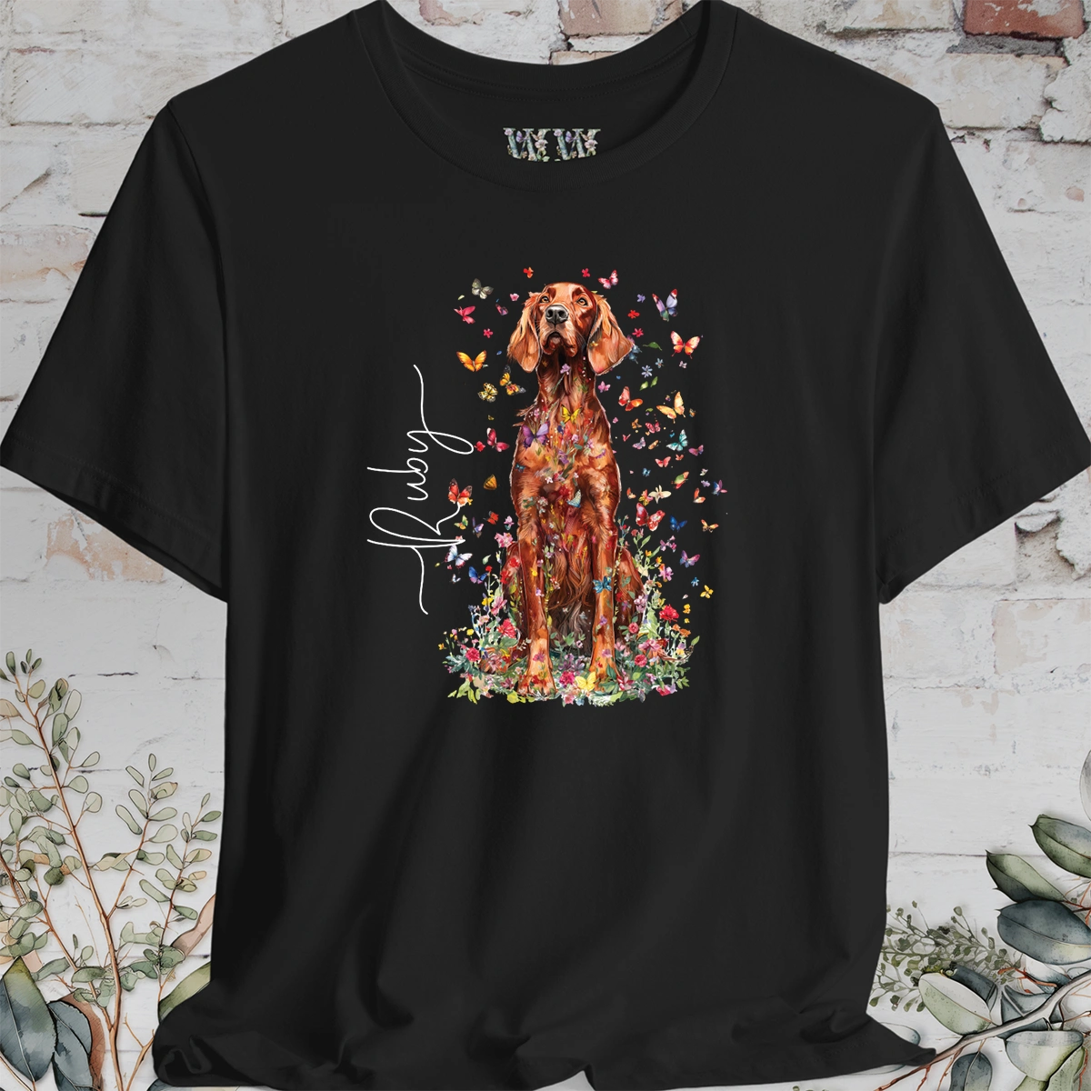 Irish Setter #3 Floral Butterfly T shirt