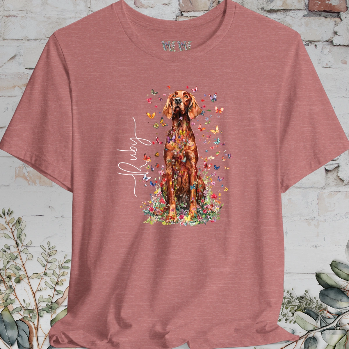 Irish Setter #3 Floral Butterfly T shirt