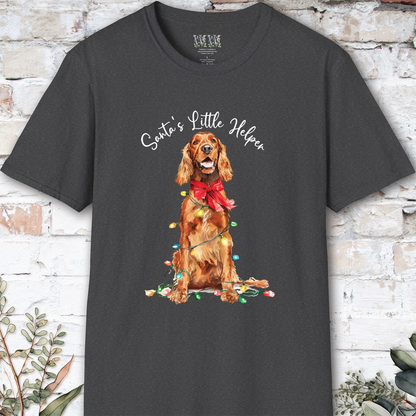 Irish Setter Santa's little helper. unisex T shirt