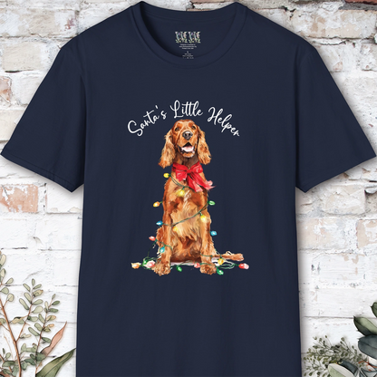 Irish Setter Santa's little helper. unisex T shirt