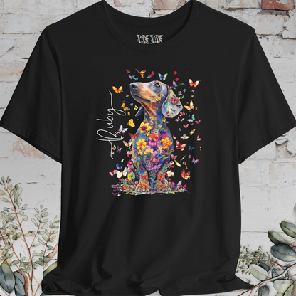 Italian Doxie #1 Floral Butterfly personalized unisex T shirt