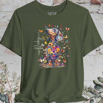 Italian Doxie #1 Floral Butterfly personalized unisex T shirt