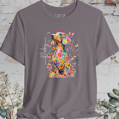 Italian Doxie #2 Floral Butterfly personalized unisex T shirt
