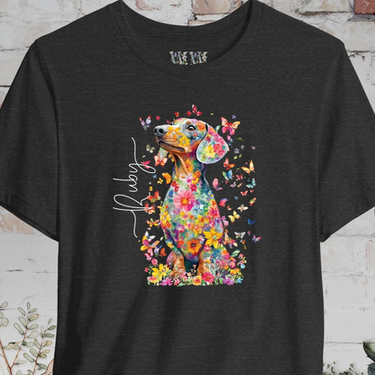 Italian Doxie #2 Floral Butterfly personalized unisex T shirt
