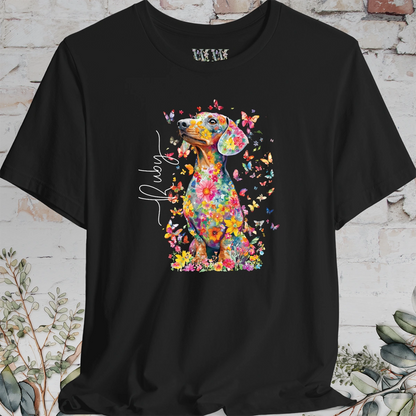 Italian Doxie #2 Floral Butterfly personalized unisex T shirt
