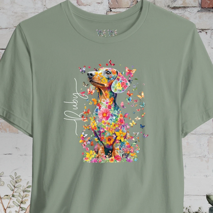 Italian Doxie #2 Floral Butterfly personalized unisex T shirt