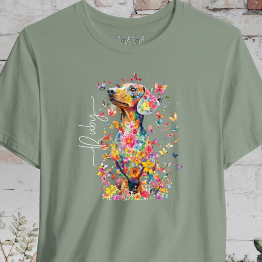 Italian Doxie #2 Floral Butterfly personalized unisex T shirt