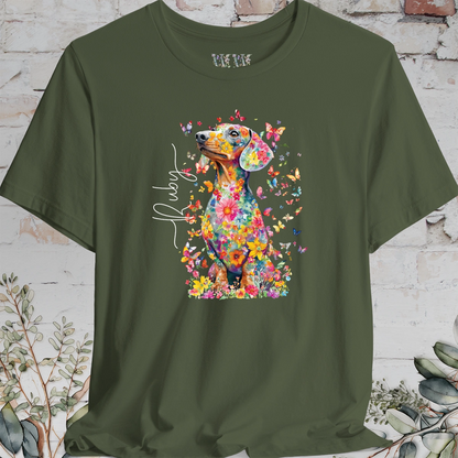 Italian Doxie #2 Floral Butterfly personalized unisex T shirt