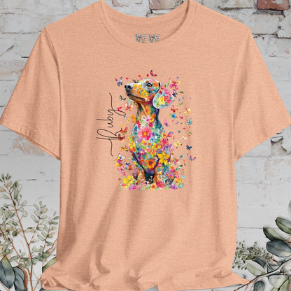 Italian Doxie #2 Floral Butterfly personalized unisex T shirt