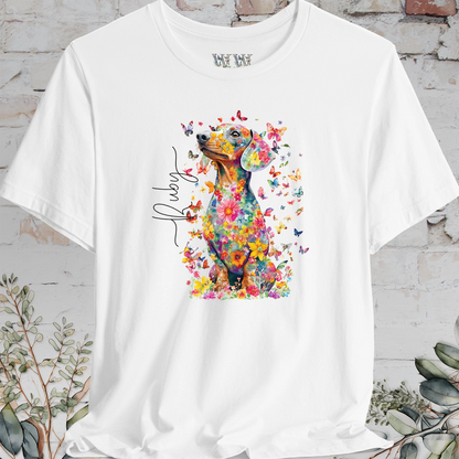 Italian Doxie #2 Floral Butterfly personalized unisex T shirt