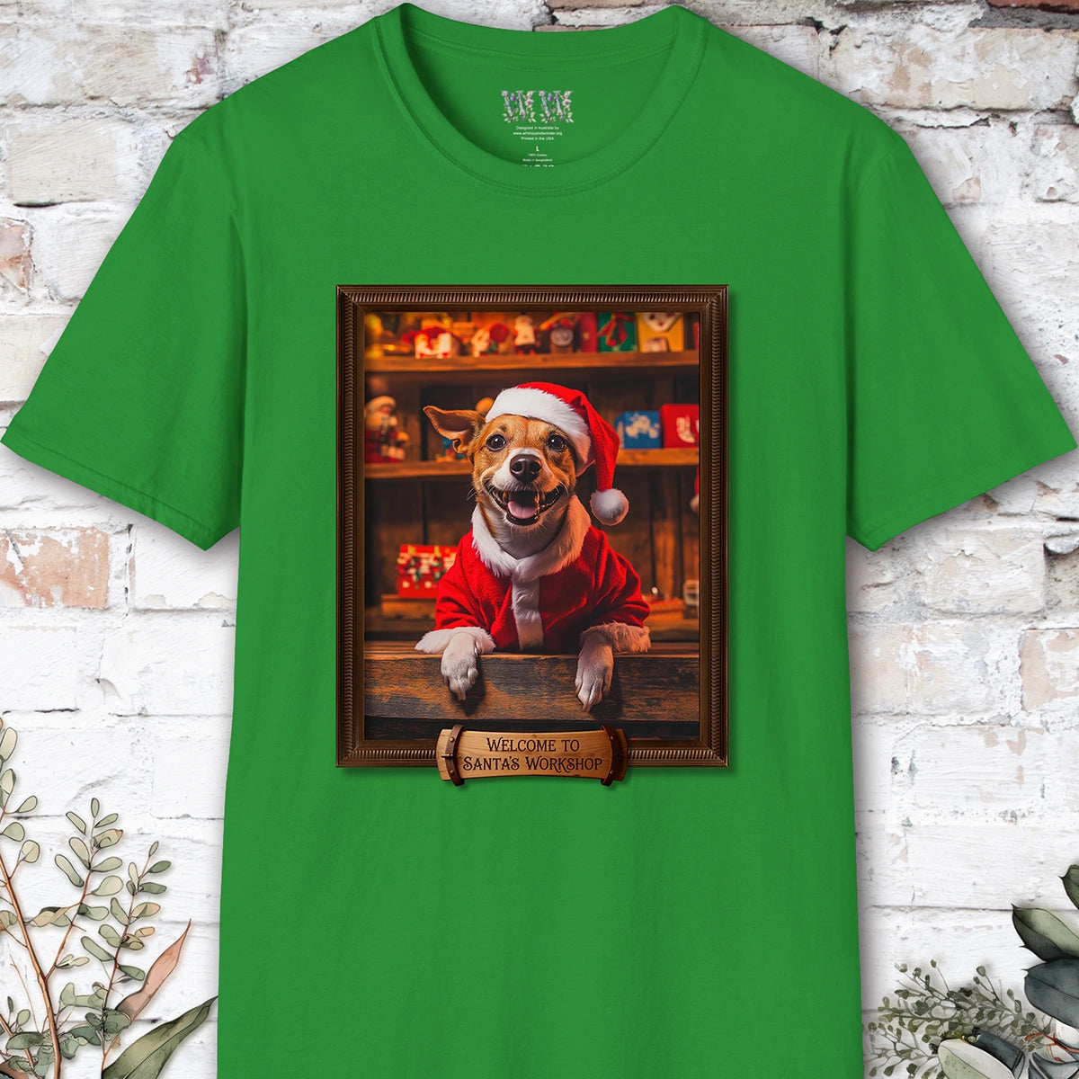 Jack Russell Terrier Santa's Workshop Unisex T shirt