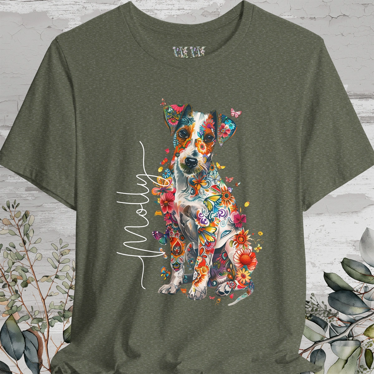 Jack Russell Floral Personalized T shirt