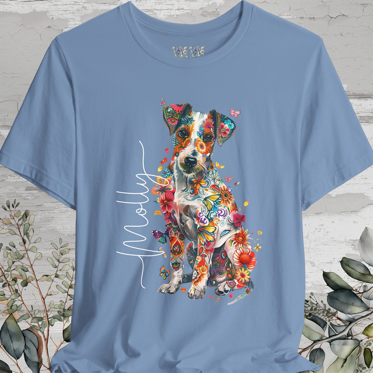 Jack Russell Floral Personalized T shirt