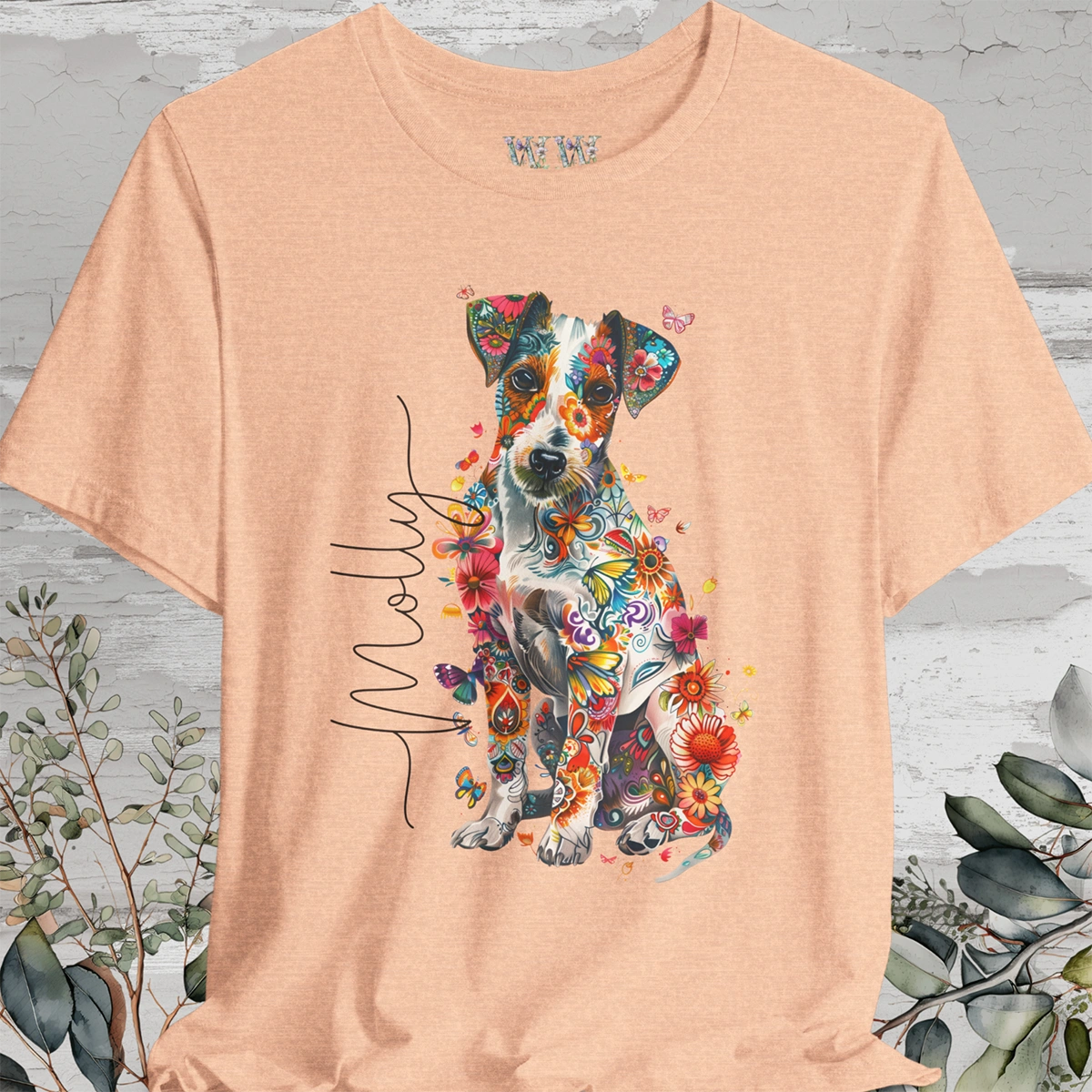 Jack Russell Floral Personalized T shirt