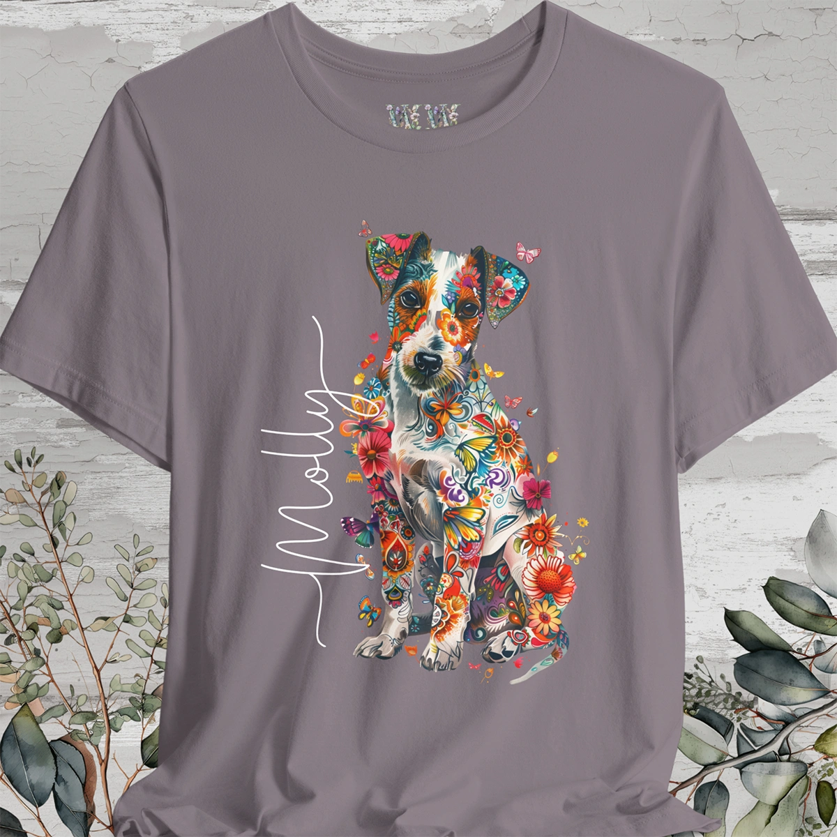 Jack Russell Floral Personalized T shirt