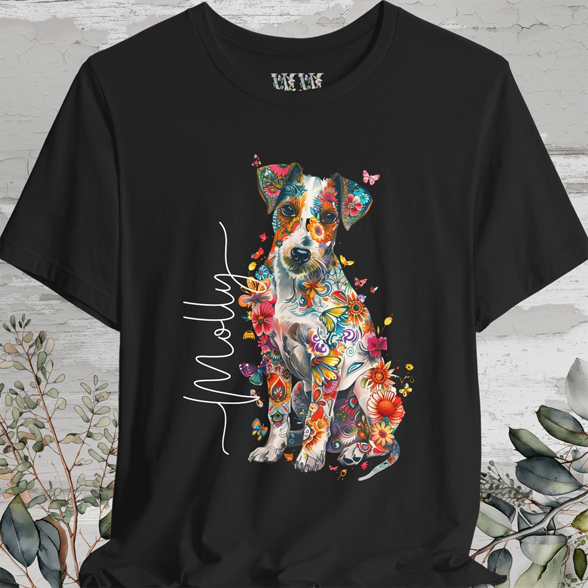 Jack Russell Floral Personalized T shirt