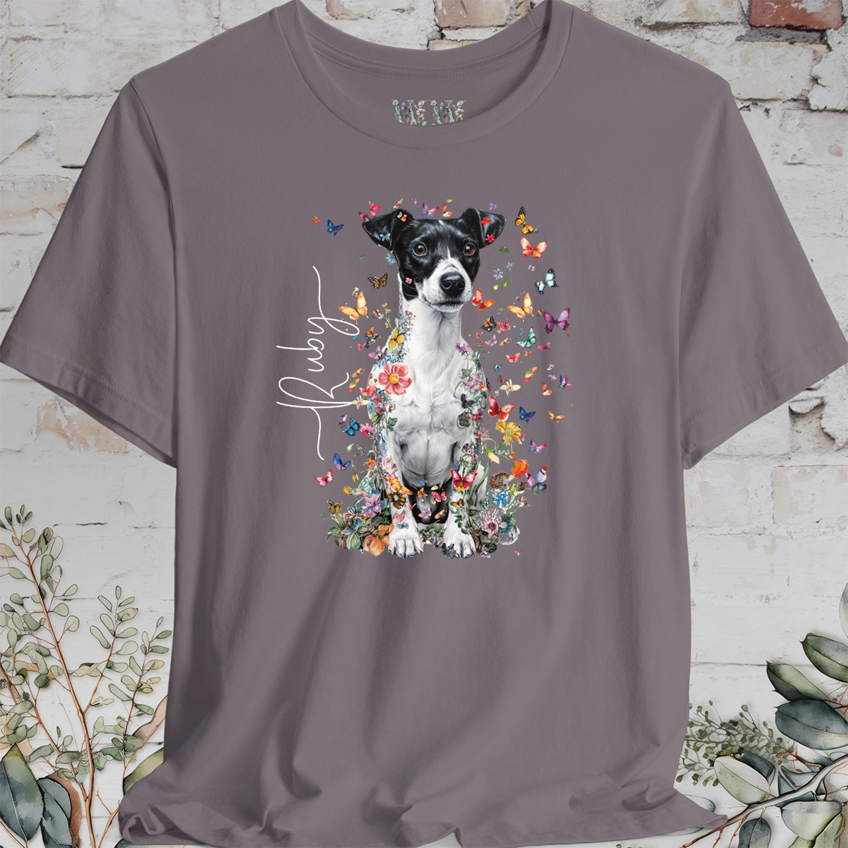 Jack Russell Terrier #4 Floral Personalized T shirt