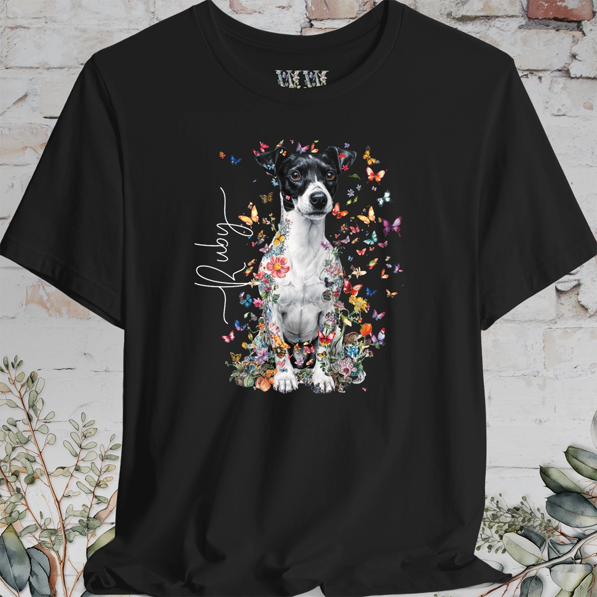 Jack Russell Terrier #4 Floral Personalized T shirt