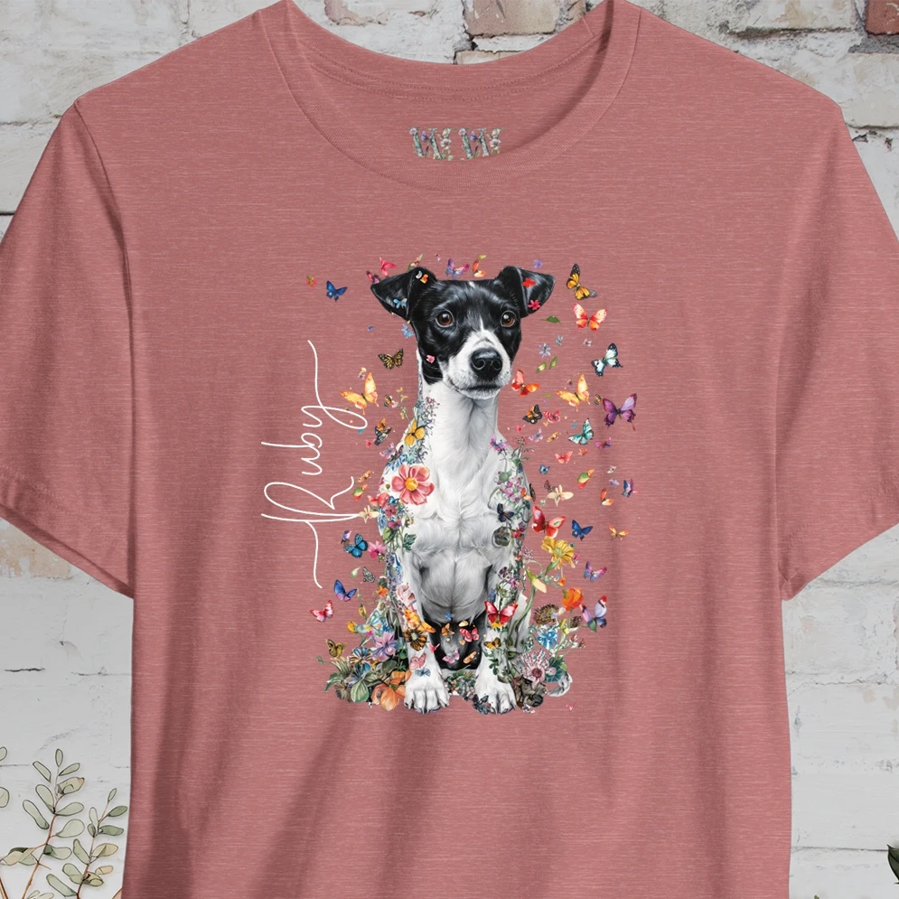 Jack Russell Terrier #4 Floral Personalized T shirt