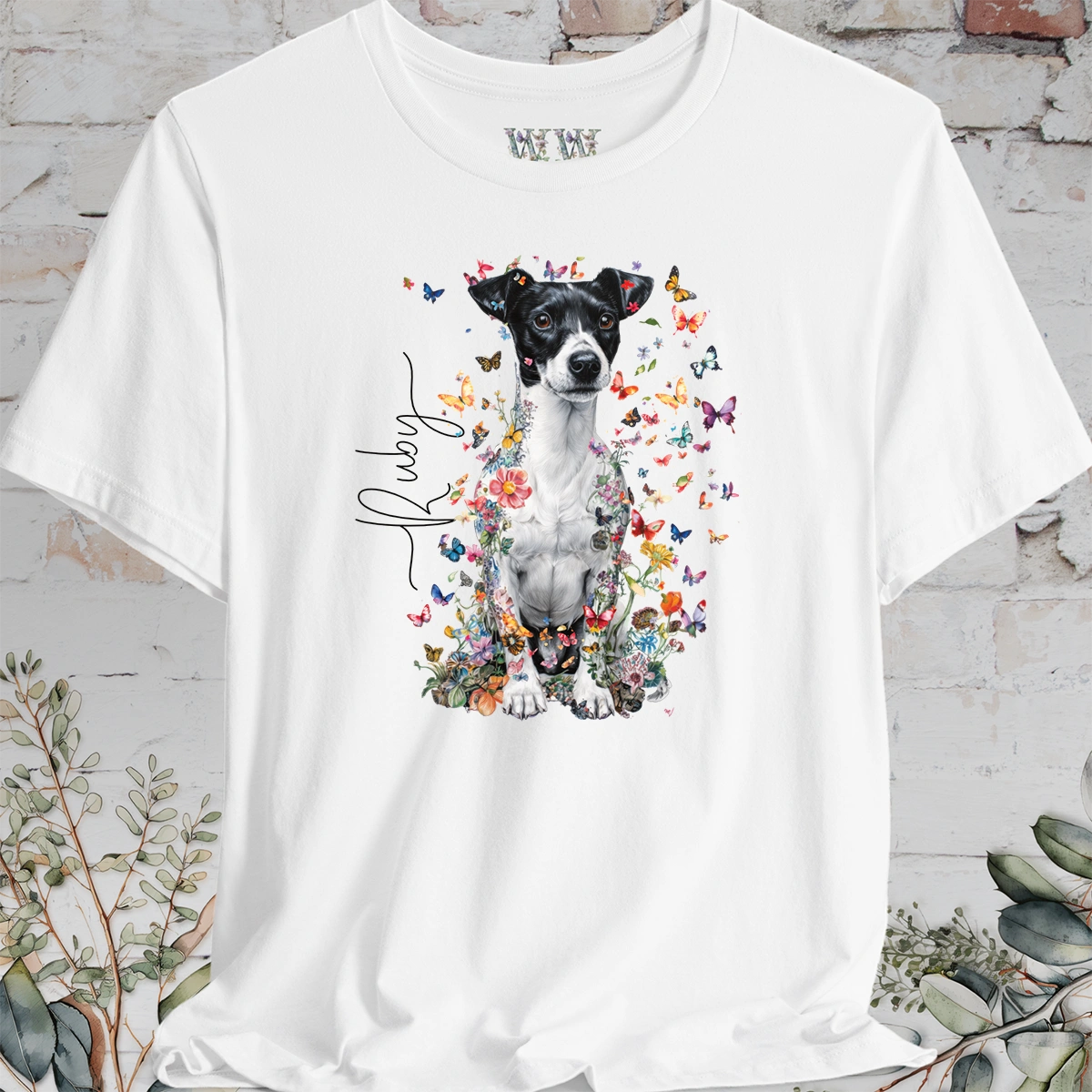 Jack Russell Terrier #4 Floral Personalized T shirt