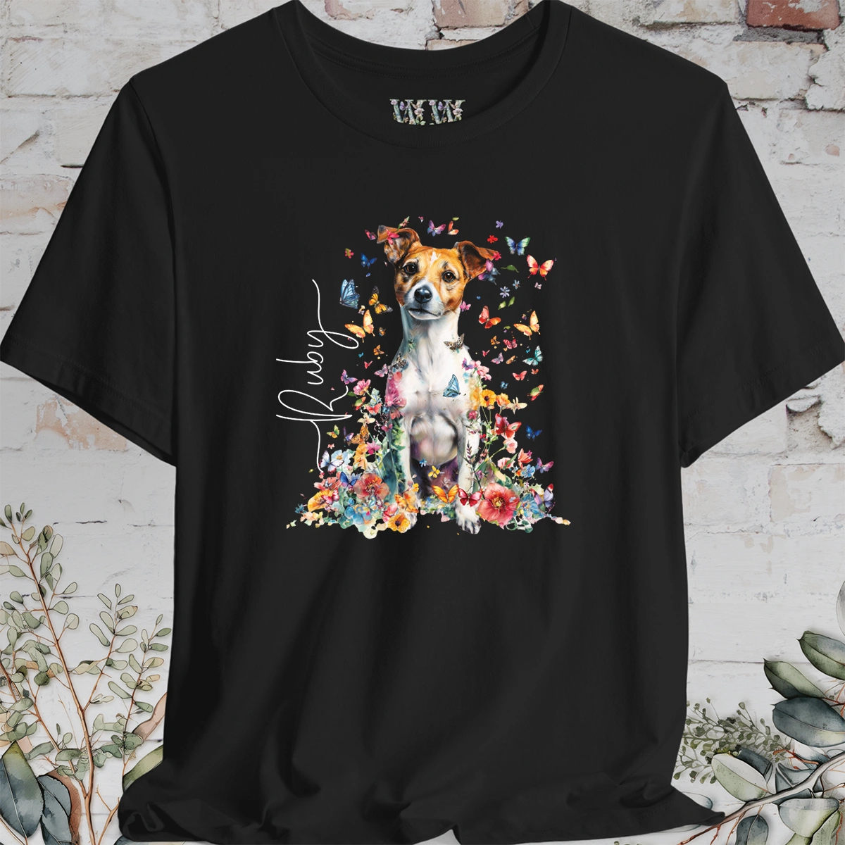 Jack Russell Terrier #5 Floral Personalized T shirt