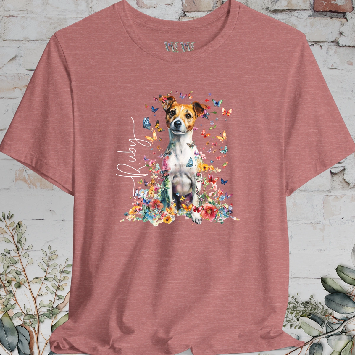 Jack Russell Terrier #5 Floral Personalized T shirt