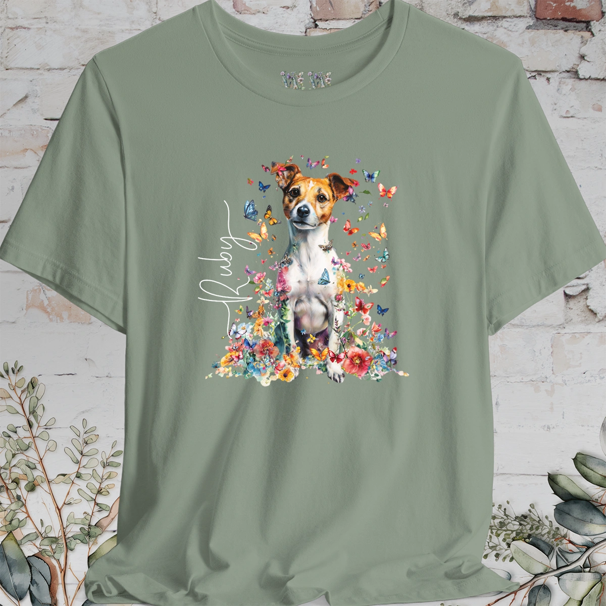 Jack Russell Terrier #5 Floral Personalized T shirt