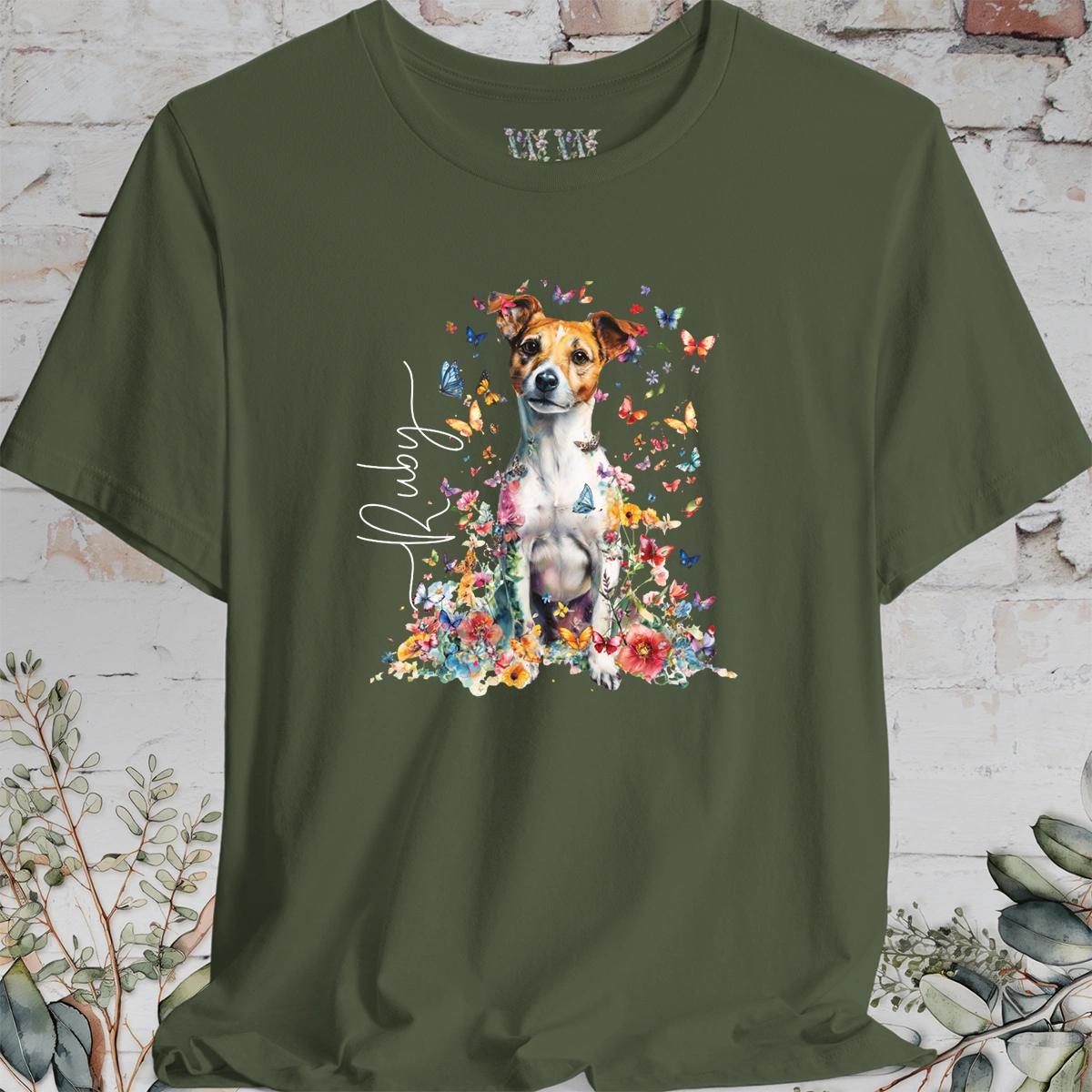 Jack Russell Terrier #5 Floral Personalized T shirt