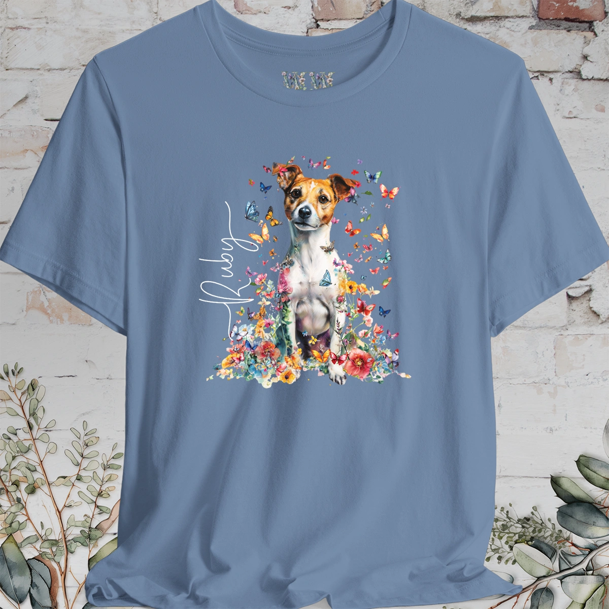 Jack Russell Terrier #5 Floral Personalized T shirt